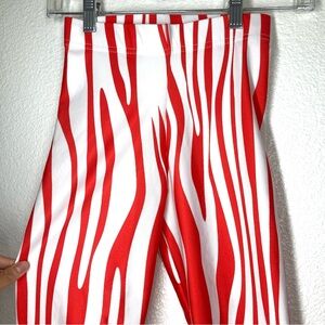 Art Of Where Womens Yoga Leggins White Red Zebra Print XS